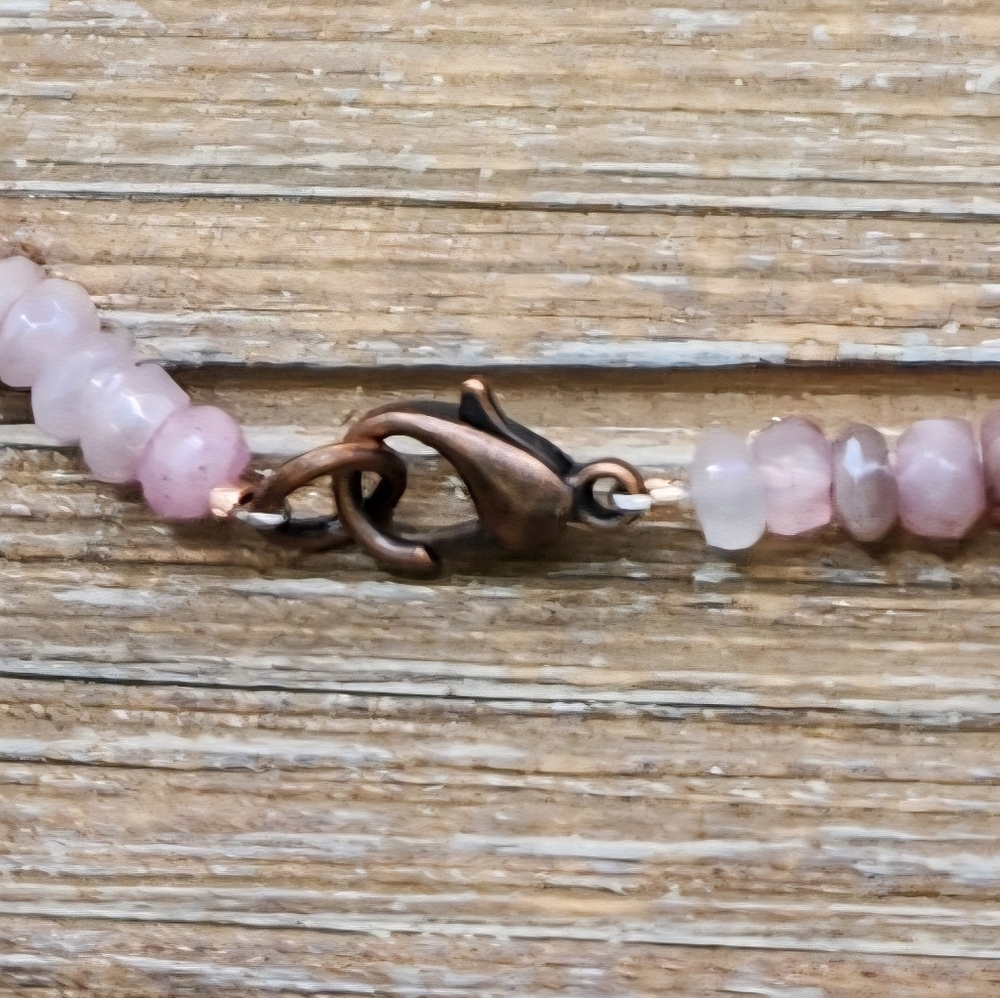 Mystic Pink Moonstone, Chrysoprase and Copper Beaded Necklace - Picture 4 of 6